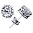 Stud oorbellen Silver Zirconia Crown 7mm