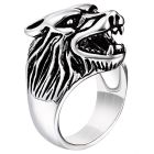 Heren ring edelstaal Wolf Zilverkleurig