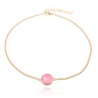 Korte verstelbare goudkleurige Bohemian ketting met roze steen