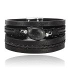 Layered Armband Vintage met Steen  - Zwart