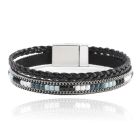 Leren zwarte dames armband Bohemian stijl met kralen