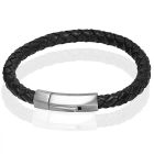 Leren armband Heren Edelstaal LGT Jewels Zilverkleurig Zwart