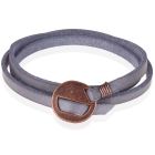 Leren Wikkelarmband LGT Jewels Verstelbaar Grijs