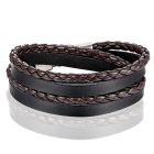 Leren Wrap armband LGT Jewels Gevlochten leer Zwart Bruin