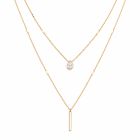 LGT JWLS Goudkleurige 2-Laags Multilayer Ketting voor Dames met Witte Zirkonia en Staafhanger