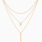 LGT JWLS Goudkleurige 3-Laags Multilayer Ketting voor Dames met Munt en Staafhanger