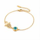 LGT JWLS Goudkleurige Damesarmband van Edelstaal met Hamsa Hand en Evil Eye