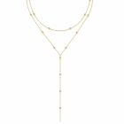LGT JWLS Goudkleurige Dubbele Y-Ketting voor Dames met Witte Zirkonia