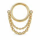 LGT JWLS Goudkleurige Segmentring Piercing met Dubbele Ketting voor Neus en Kraakbeen