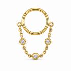 LGT JWLS Goudkleurige Segmentring Piercing met Ketting en Heldere Zirkonia voor Neus en Kraakbeen