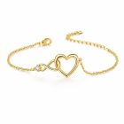 LGT JWLS Goudkleurige Verstelbare Dames Armband met Hart, Infinitysymbool en Witte Zirkonia