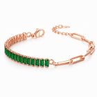 LGT JWLS Rosegoudkleurige Dames Schakelarmband met Groene Zirkonia