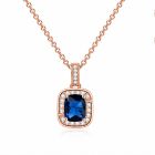 LGT JWLS Rosegoudkleurige Damesketting met Rechthoekige Donkerblauwe Zirkonia Hanger