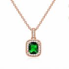 LGT JWLS Rosegoudkleurige Damesketting met Rechthoekige Groene Zirkonia Hanger