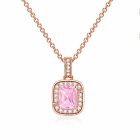 LGT JWLS Rosegoudkleurige Damesketting met Rechthoekige Roze Zirkonia Hanger