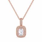 LGT JWLS Rosegoudkleurige Damesketting met Rechthoekige Witte Zirkonia Hanger