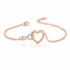 LGT JWLS Rosegoudkleurige Verstelbare Dames Armband met Hart, Infinitysymbool en Witte Zirkonia