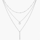LGT JWLS Zilverkleurige 3-Laags Multilayer Ketting voor Dames met Munt en Staafhanger