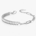 LGT JWLS Zilverkleurige Dames Schakelarmband met Witte Zirkonia