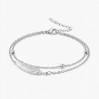 LGT JWLS Zilverkleurige Damesarmband van Edelstaal met Dubbele Ketting en Veer