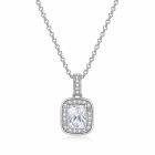 LGT JWLS Zilverkleurige Damesketting met Rechthoekige Witte Zirkonia Hanger