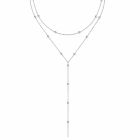 LGT JWLS Zilverkleurige Dubbele Y-Ketting voor Dames met Witte Zirkonia