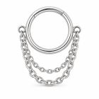 LGT JWLS Zilverkleurige Segmentring Piercing met Dubbele Ketting voor Neus en Kraakbeen