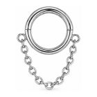 LGT JWLS Zilverkleurige Segmentring Piercing met Enkele Ketting voor Neus en Kraakbeen