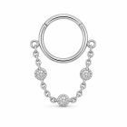 LGT JWLS Zilverkleurige Segmentring Piercing met Ketting en Heldere Zirkonia voor Neus en Kraakbeen