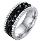 LGT Jewels edelstaal heren ring Cuban Link Zilver Zwart