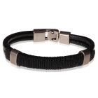 LGT Jewels heren armband Leer Touw Zwart- 20.5cm