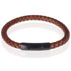 LGT Jewels leren armband Stalen sluiting Bruin Zwart
