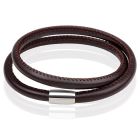 LGT Jewels leren Wrap armband Edelstaal Bruin