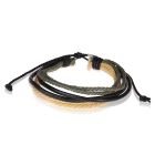 LGT Jewels verstelbare armband Zwart Leer Geel Groen Touw