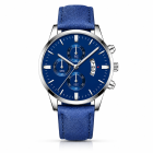 LGT JWLS Camden Blauw Zilverkleurig Herenhorloge met Blauwe Band en Blauwe Wijzerplaat