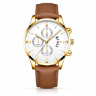 LGT JWLS Camden Bruin Wit Herenhorloge Goudkleurig met Bruine Band