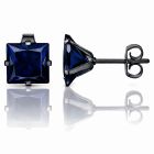 LGT JWLS Classic Stud Oorbel Vierkant - Blauw Zwart