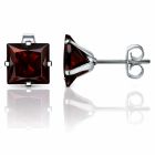 LGT JWLS Classic Stud Oorbel Vierkant - Rood Zilver