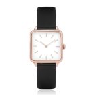 LGT JWLS Dameshorloge 'Square' - Zwart Lederen Band, Wit Uurwerk, Rose Gouden Kast