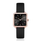LGT JWLS Dameshorloge 'Square' - Zwart Lederen Band, Zwart Uurwerk, Rose Gouden Kast