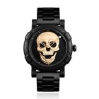 LGT JWLS Herenhorloge '3D Skull Goud' - Zwarte Band en Behuizing