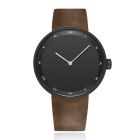 LGT JWLS Herenhorloge met Bruine Leren Band, Zwart Wijzerplaat en Zwarte Behuizing
