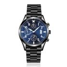 LGT JWLS Herenhorloge met Zwarte Metalen Band - Blauw Uurwerk