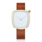 LGT JWLS Minimalistisch Dameshorloge - Bruine Lederen Band, Wit Uurwerk, Gouden Behuizing