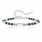 LGT JWLS Stalen Kralenarmband Groen Met Balkje