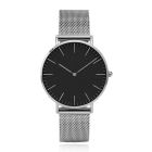 LGT JWLS Vintage Dameshorloge - Minimalistisch Quartz met Zilveren Band, Behuizing, Uuraanduiding en Wijzers, Zwarte Wijzerplaat