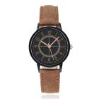 LGT Tijdloos herenhorloge met bruine leren band en zwarte wijzerplaat