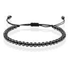 MacramÃ© Armband Dames - 5mm Zwarte Kralen