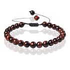 Memphis No.2 Natuursteen  Armband Dames - 6mm Rode Tijgeroog