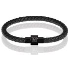 Memphis armband leer met edelstaal Zwart